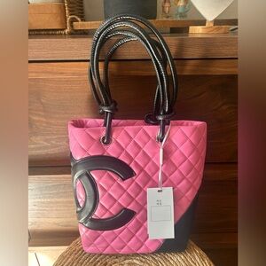 Pink and Black Quilted Tote